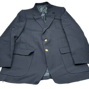 Vintage Arnie 42 XL Wool Sport‎ Coat Jacket Black Blazer Gold Umbrella Buttons